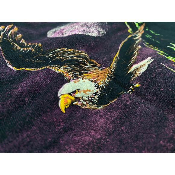 VTG 90s Hazelwood Eagle Scenic T-Shirt Adult Large Black Double Sided Print USA - Picture 12 of 13